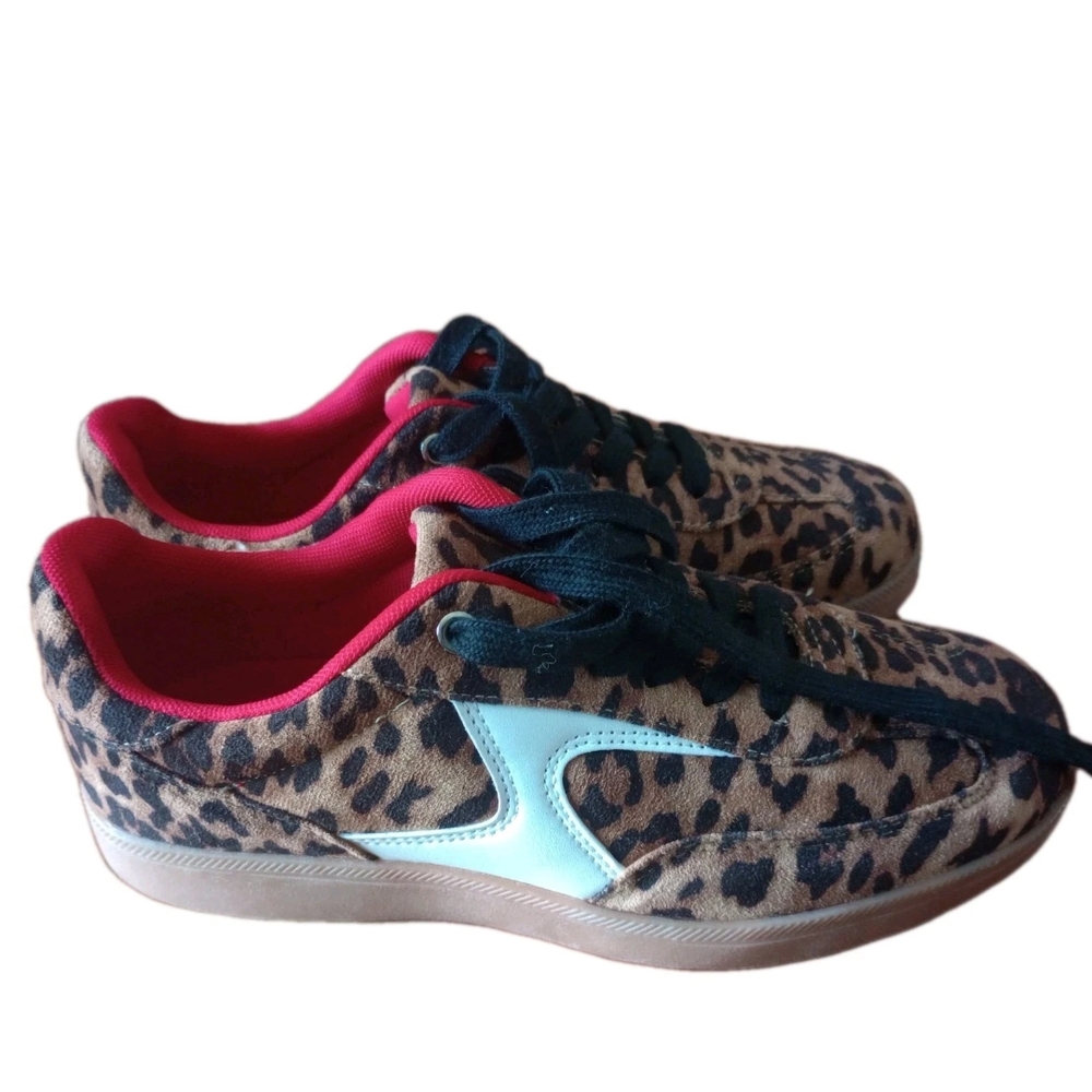 Nicole Miller Leopard Sneakers with Pink and Black Details NWOT
